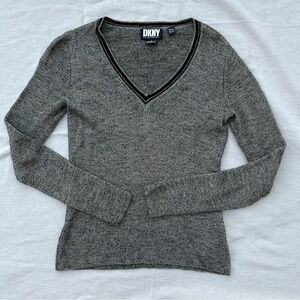 SOLD Vintage 90s DKNY Donna Karan Rayon & Wool Blend V Neck Sweater, Y2K